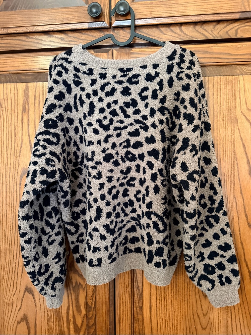 Beige and Black Leopard Print Women's Sweater